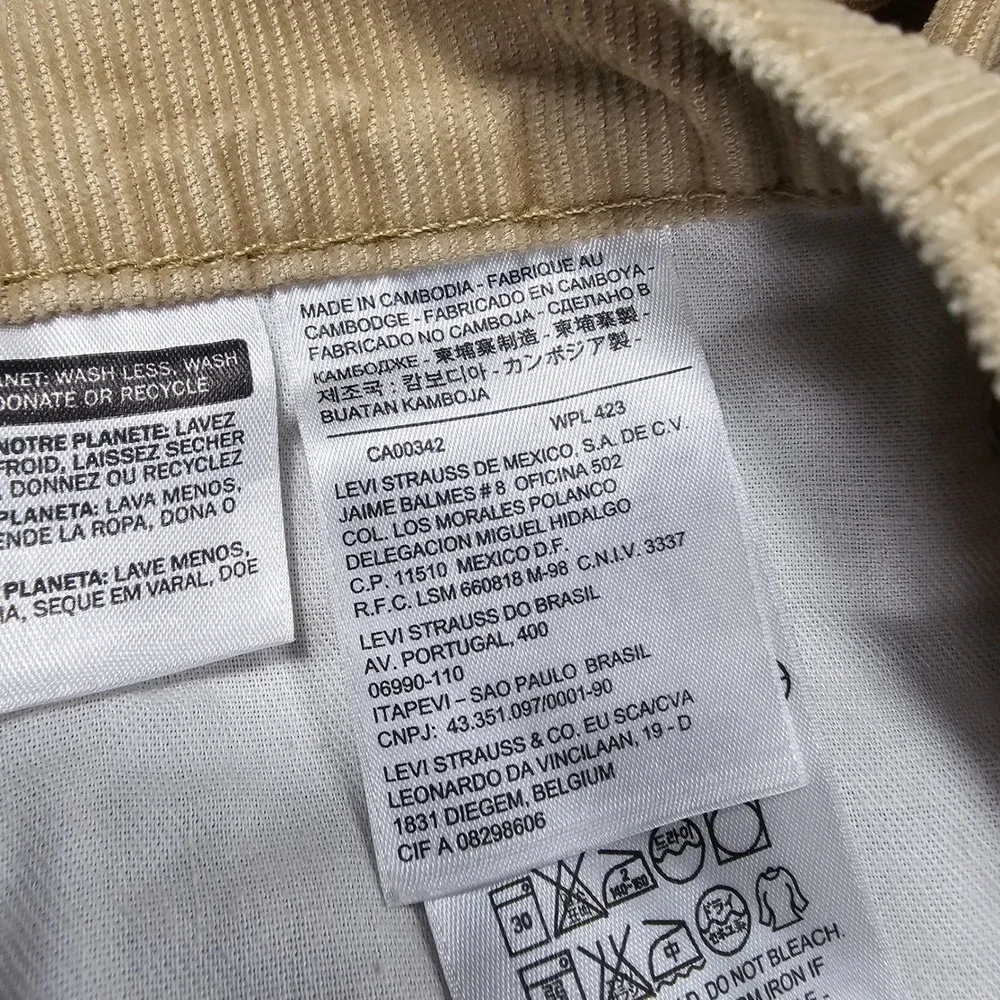 Levis 514 Corduroy Pants MENS 36x32 Tan Straight Leg Stretch Casual Workwear